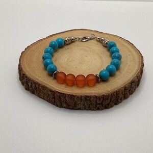 Blue and Orange Beaded Bracelet